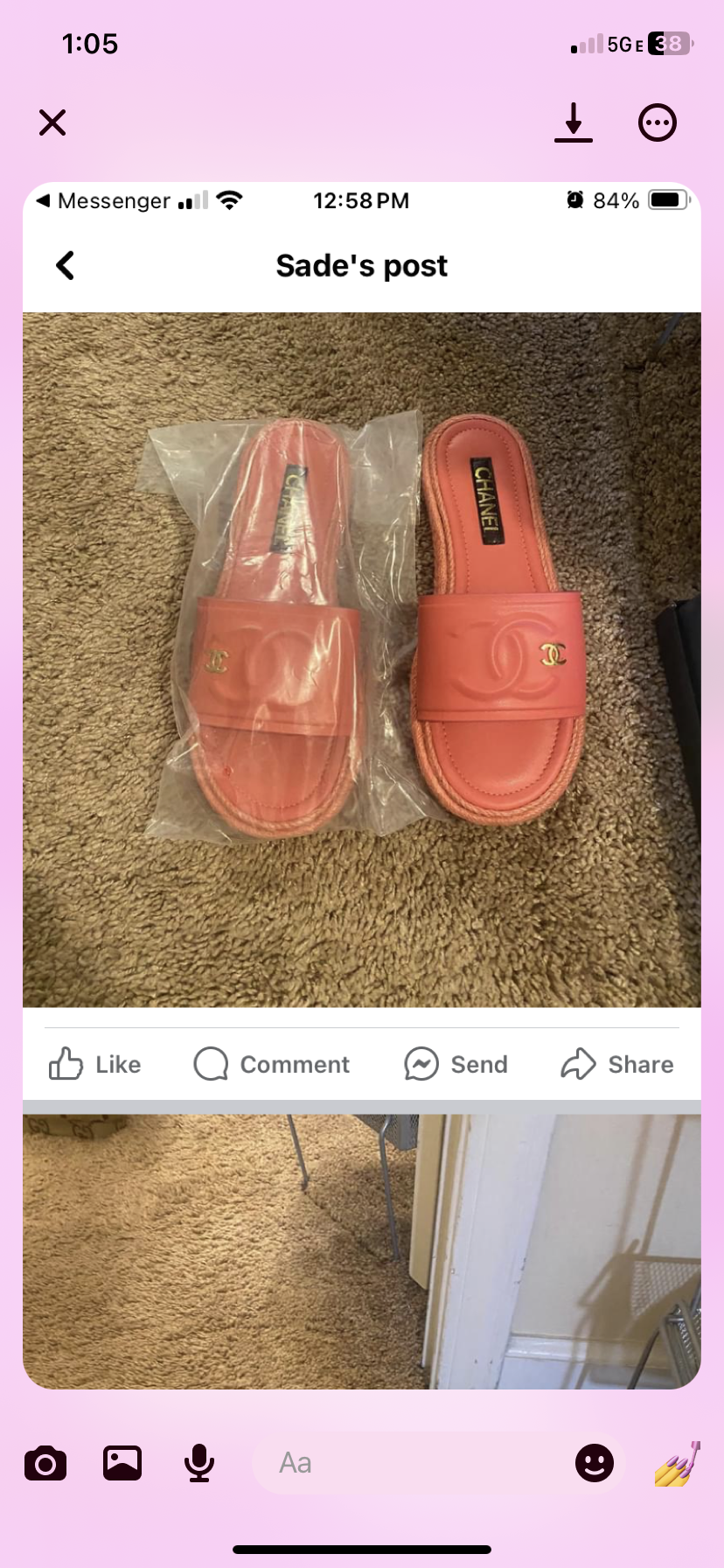 Coral Chanel slides