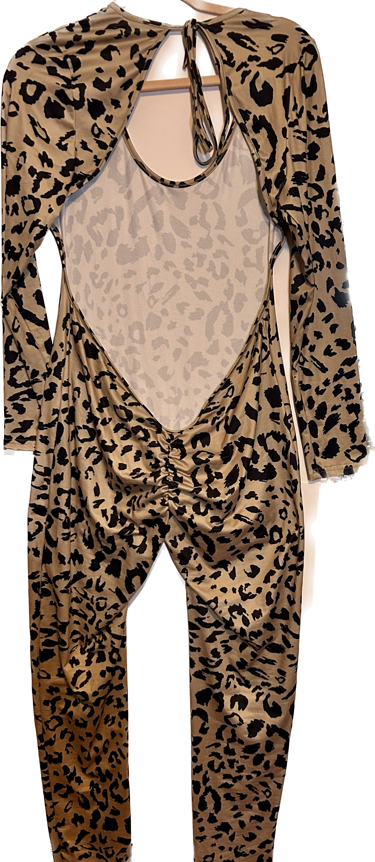 Leopard spandex bodysuit with the back out