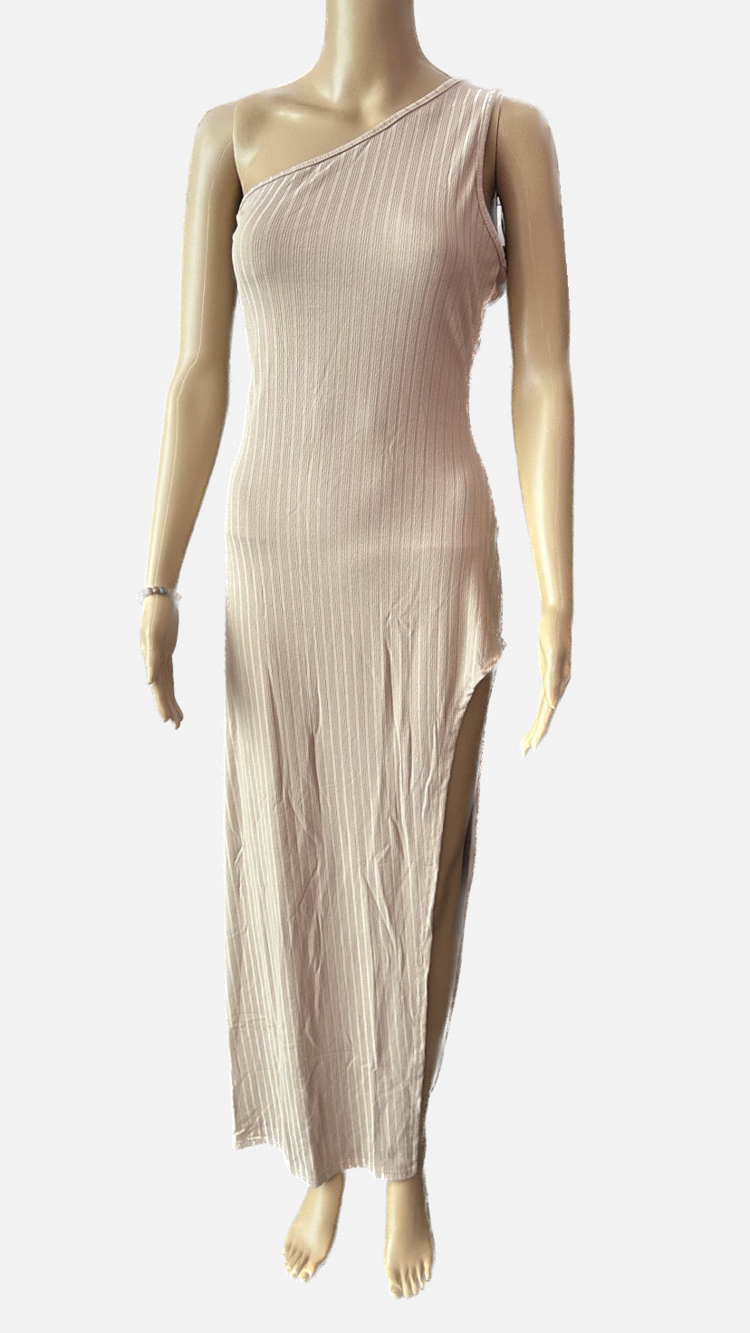 Cream Slit Dress