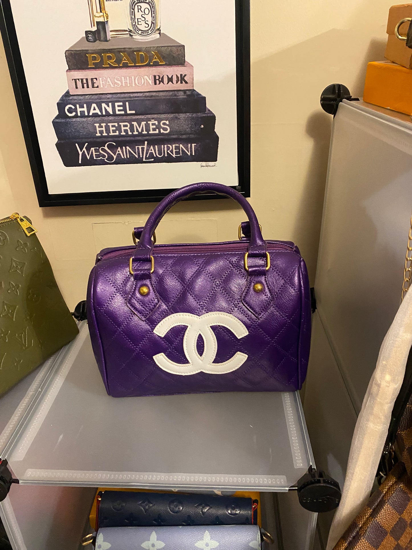 Purple satchel Chanel bag