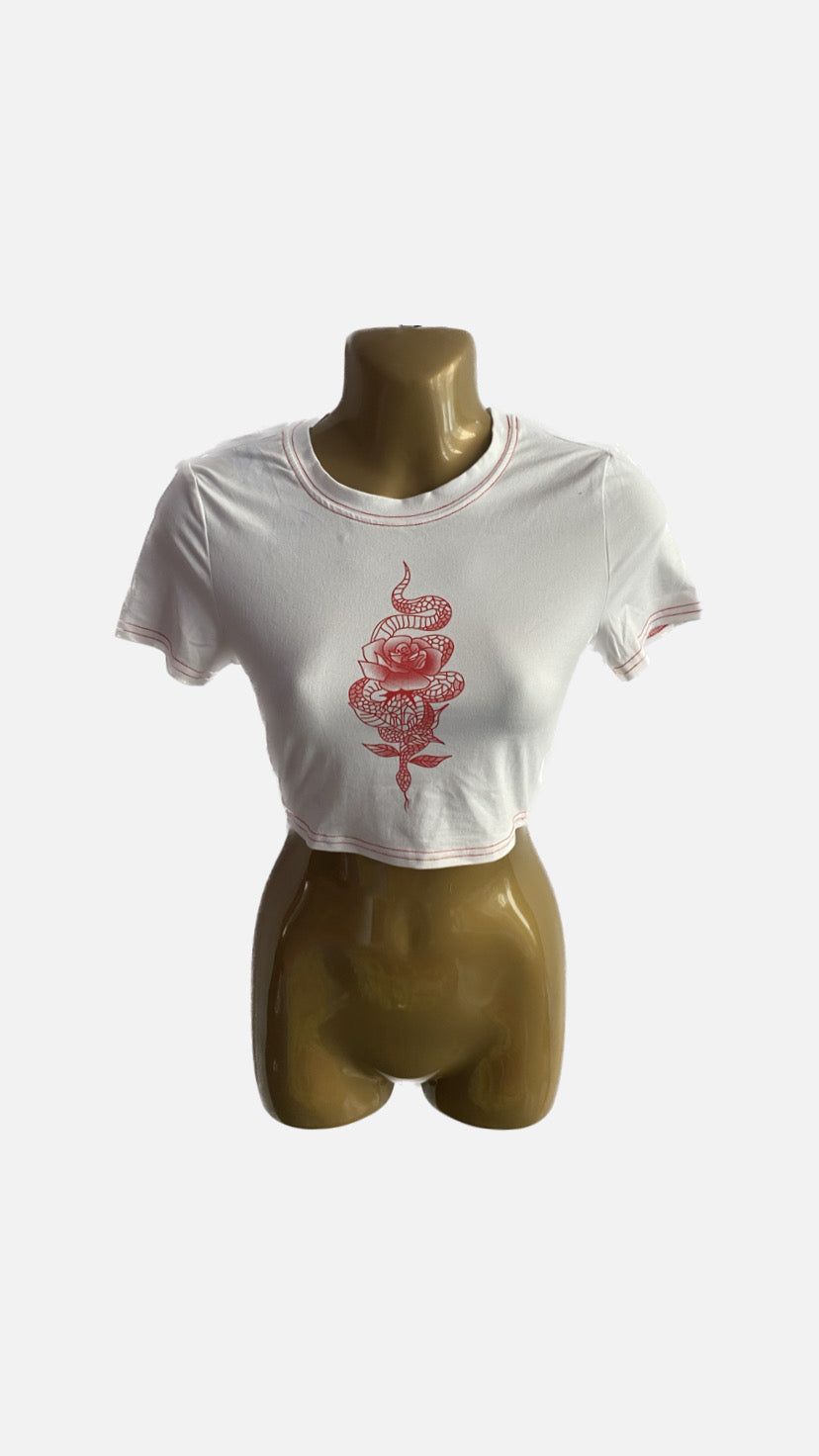 Red Snake Crop Top