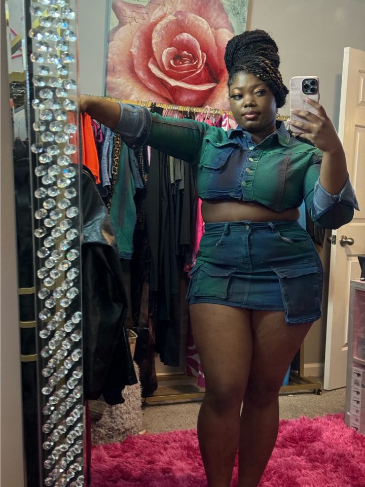 Two piece green skirt with the jacket