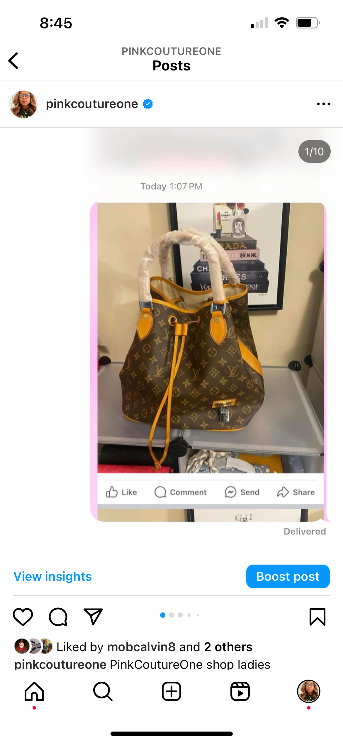Louis Vuitton bag with the lock on it