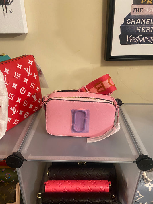Pink and purple Marc Jacob camera bag