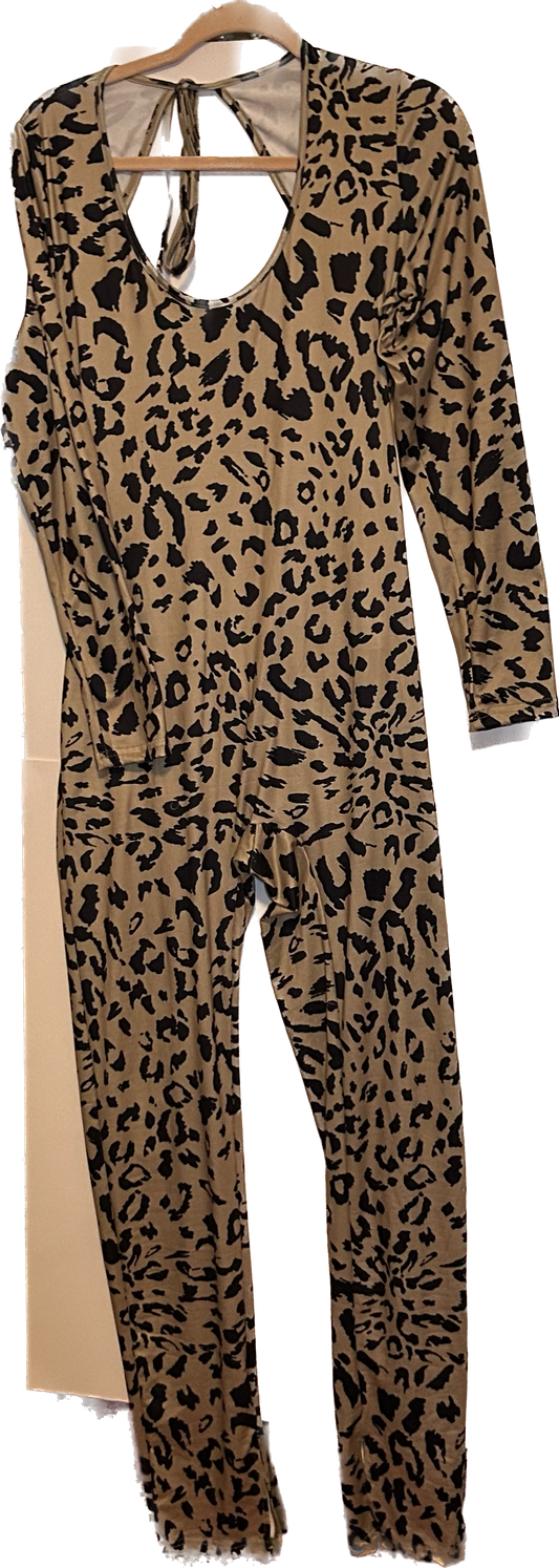 Leopard spandex bodysuit with the back out