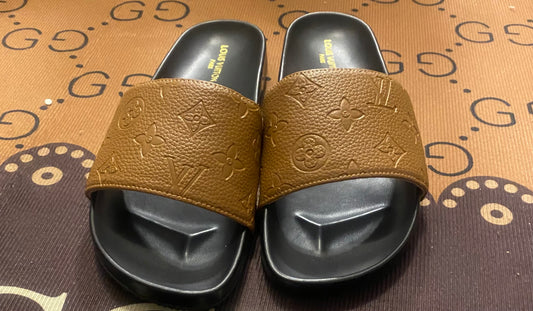 Brown Louis Vuitton slides