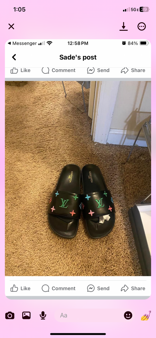 Multi color Louis Vuitton slides