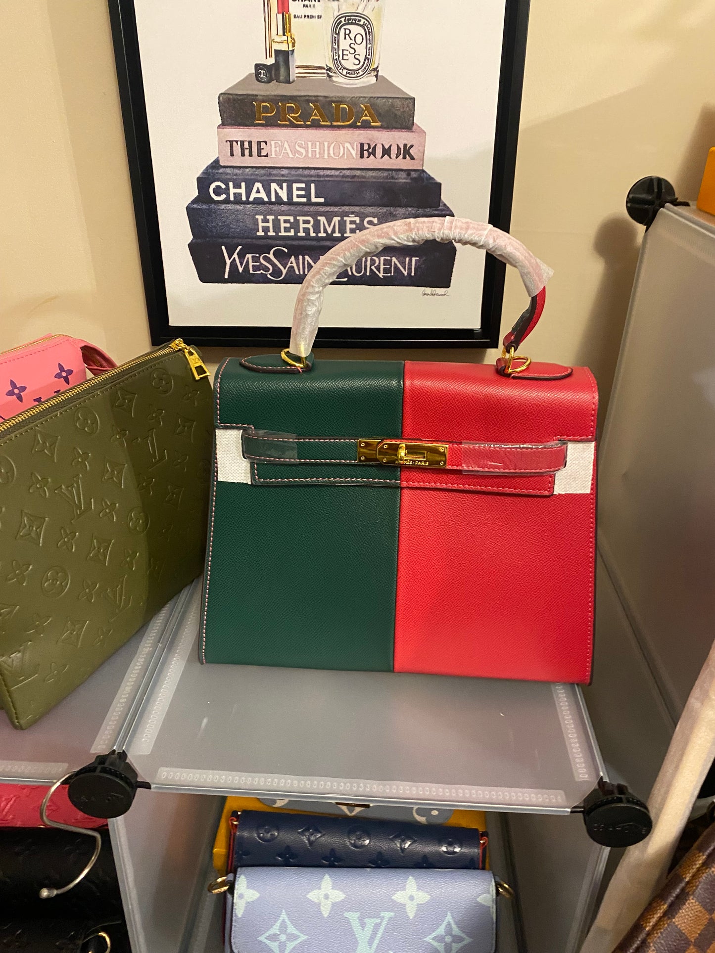 Red and green Hermes Bag