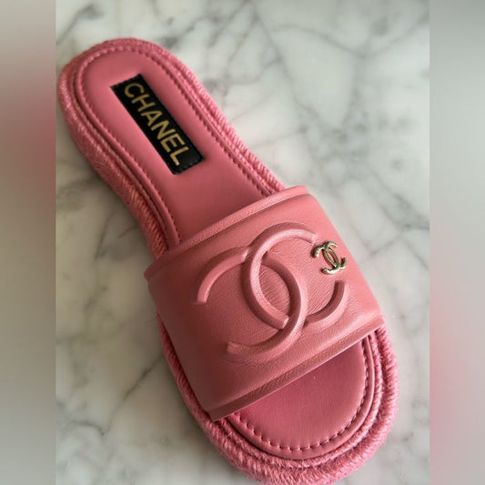 Coral Chanel slides