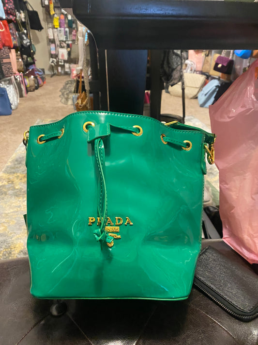 Green Prada tote bag