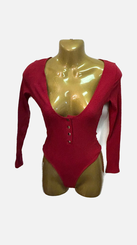 Sexy Red Velvet Body Suit