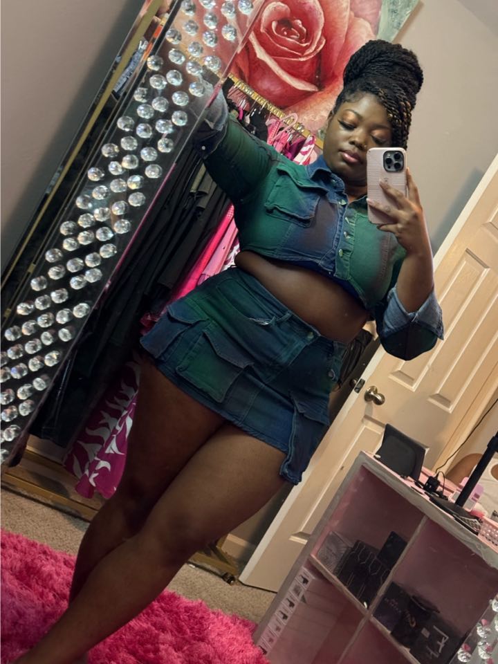 Two piece green skirt with the jacket