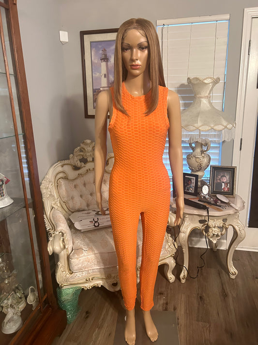 Orange no sleeve one piece