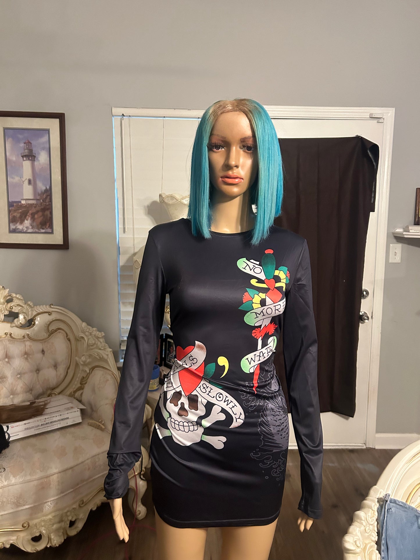 No more war spandex dress