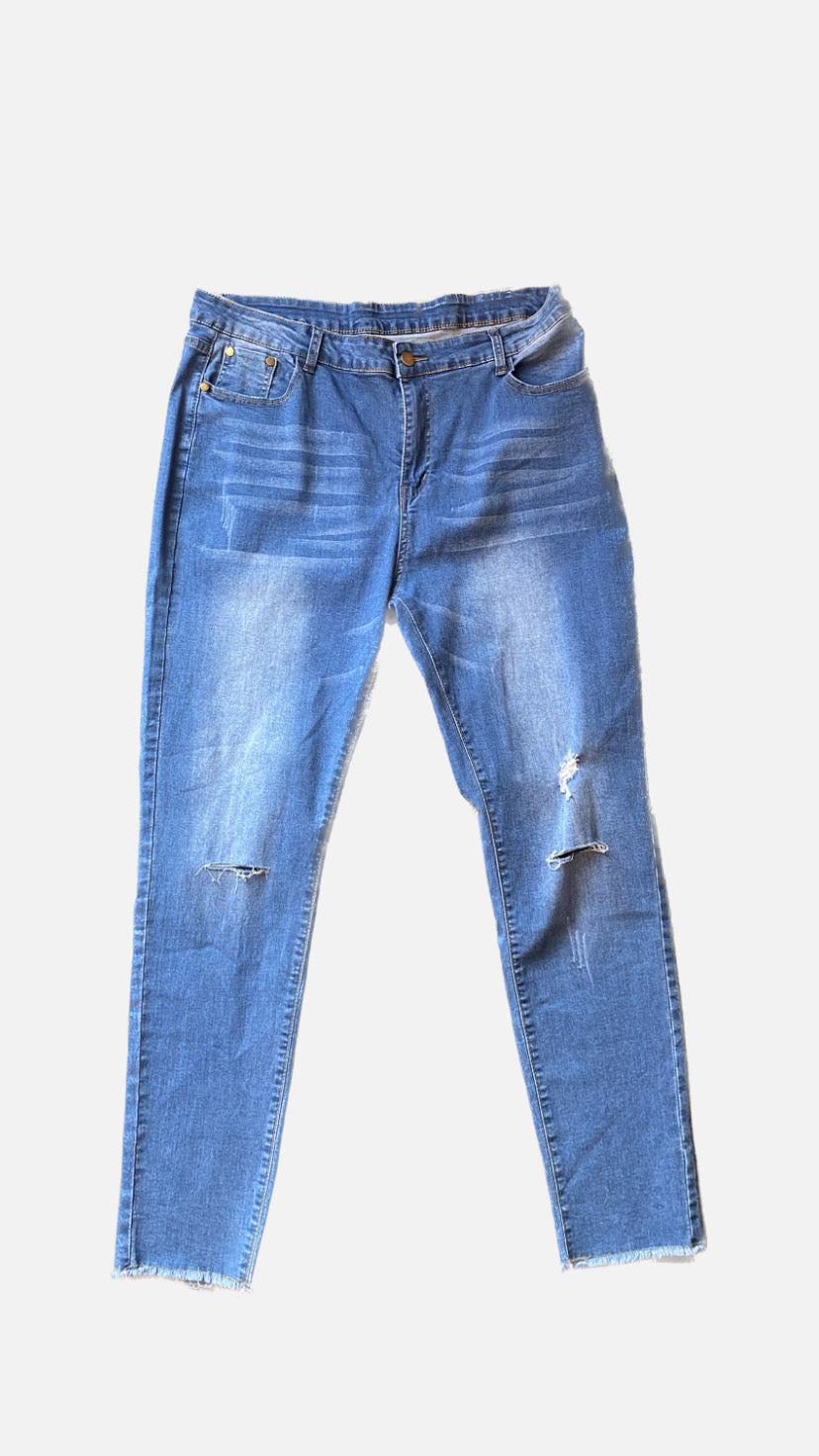 Blue Skinny Ripped Jeans