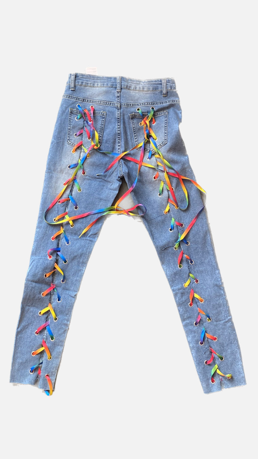 Rainbow String Jeans