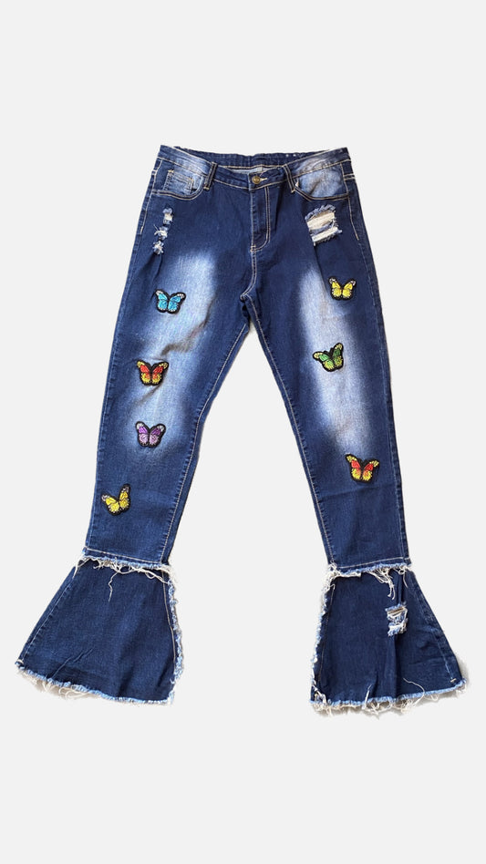 Butterfly Bell Bottom Jeans
